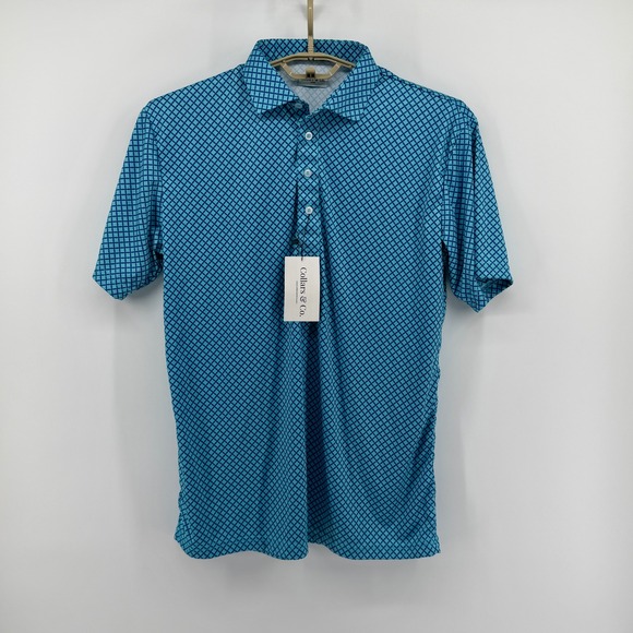 Collars & Co. Other - $88 NEW Collars & Co Mens L Dress Collar Polo Performance Blue Geometric Stretch